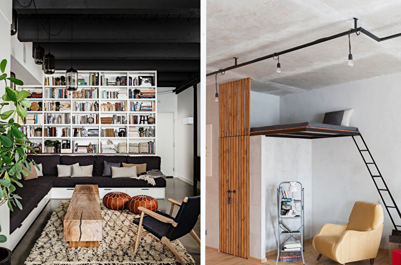 Loft style living room interior design - photo
