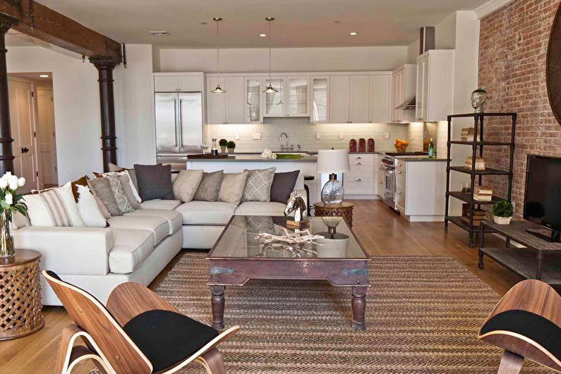Loft style living room interior design - photo