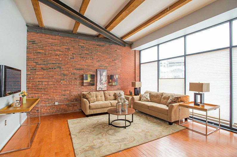 Loft style living room interior design - photo