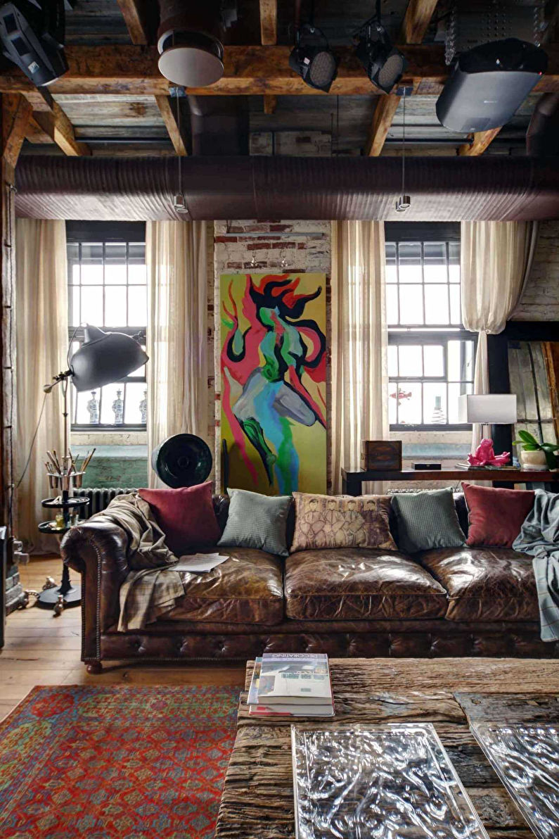 Loft style living room interior design - photo