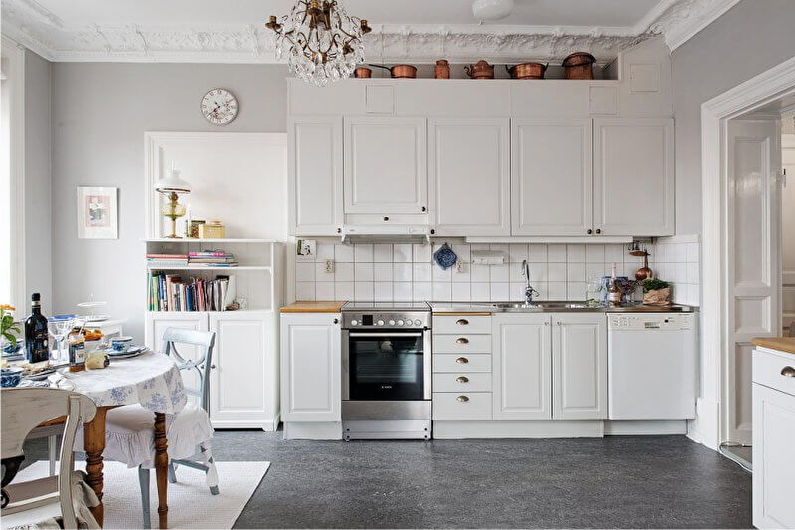 Nhà bếp trắng 20 m2. - Thiết kế nội thất