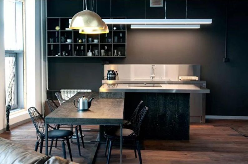 Kitchen 14 sq.m. in high-tech style - Interior Design
