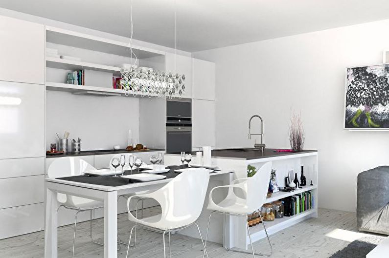 White kitchen 14 sq.m. - Interior Design
