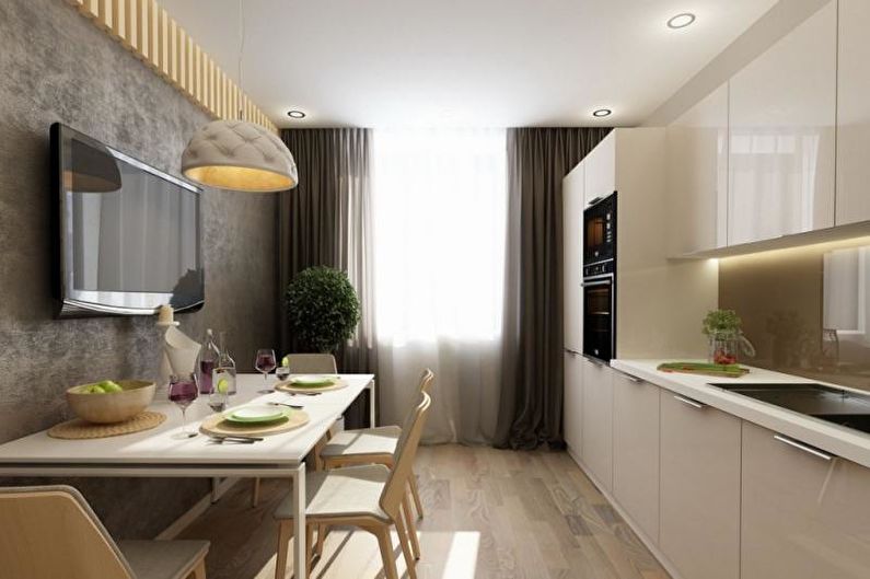 Kitchen design 14 sq.m. - ceiling decoration