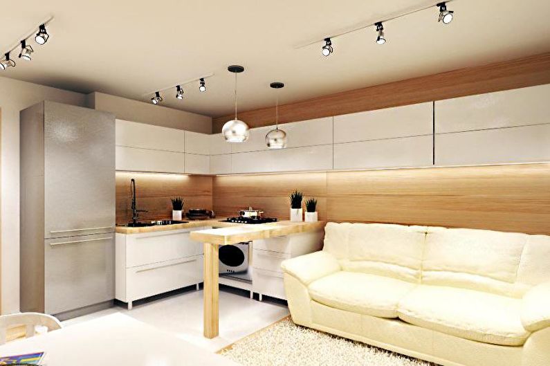 Kitchen design 14 sq.m. - ceiling decoration