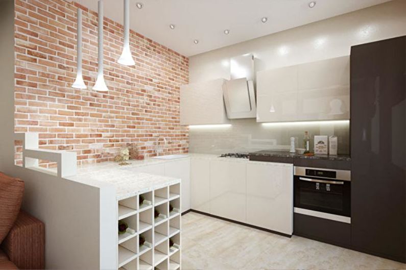 The interior design of the kitchen is 14 sq.m. - Photo