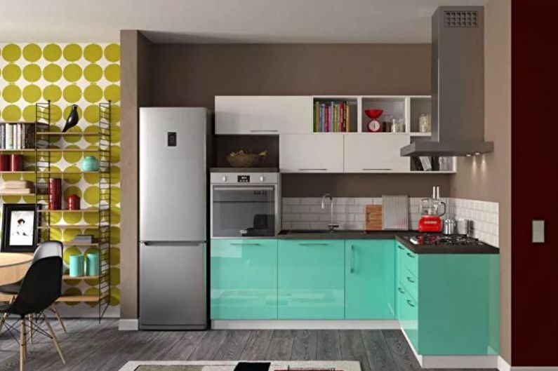 The interior design of the kitchen is 14 sq.m. - Photo