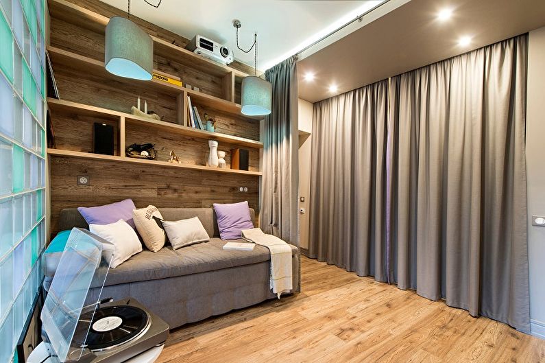 Interior design of a narrow living room - photo