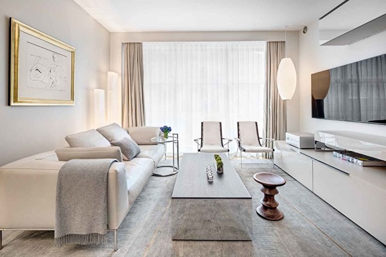 Interior design of a narrow living room - photo