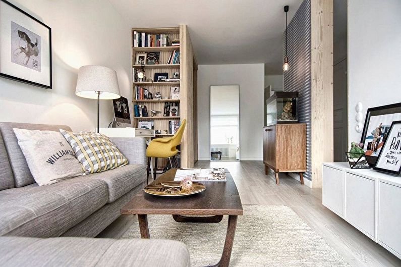 Interior design of a narrow living room - photo