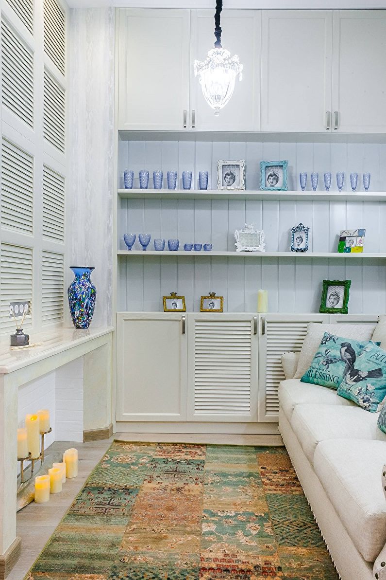 Interior design of a narrow living room - photo