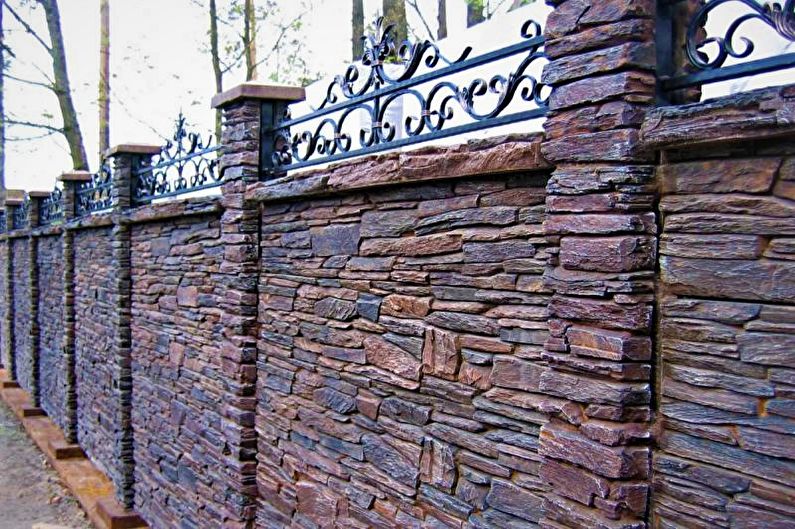Stone fence for a private house - photo