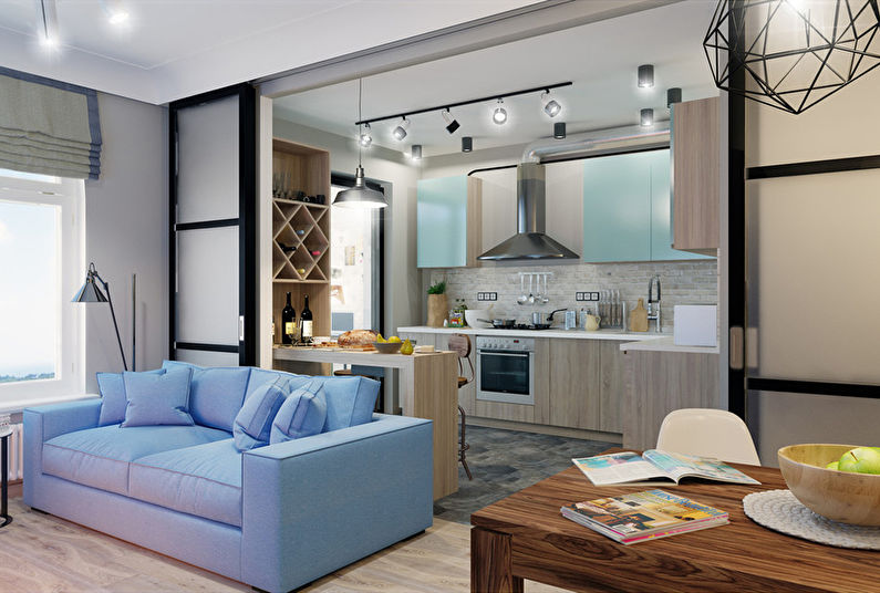 Loft-style kitchen-living room
