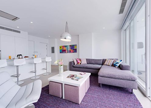 Lilac color in the interior (90 photos)