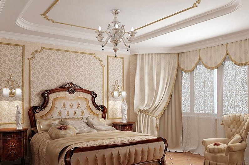 Wallpaper for the bedroom in a classic style