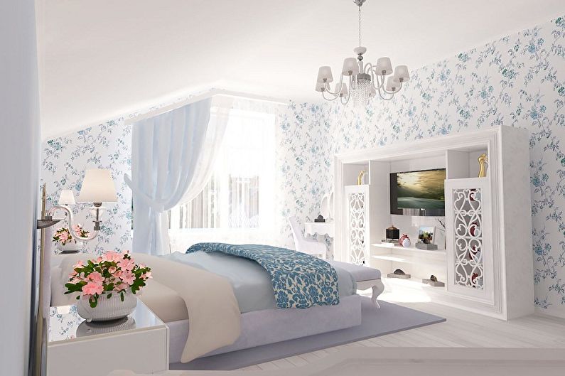 Wallpaper for the bedroom in the style of provence
