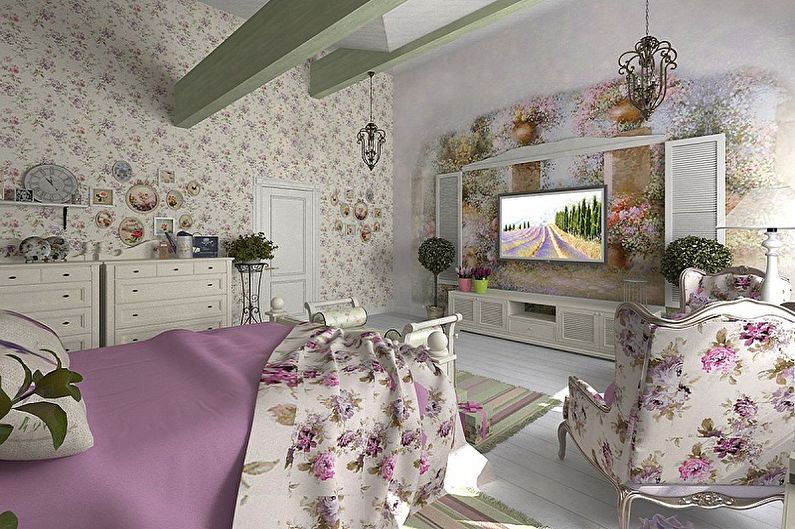 Wallpaper for the bedroom in the style of provence