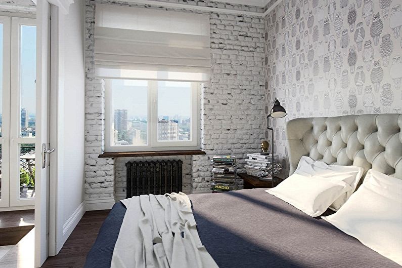 Wallpaper for the bedroom in the loft style