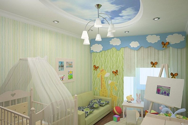 Plasterboard ceiling in the children's room