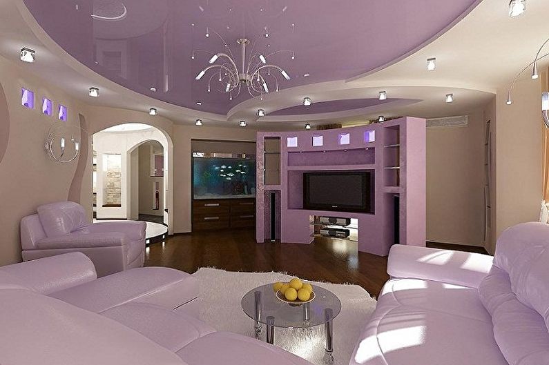 Plasterboard ceiling in the living room