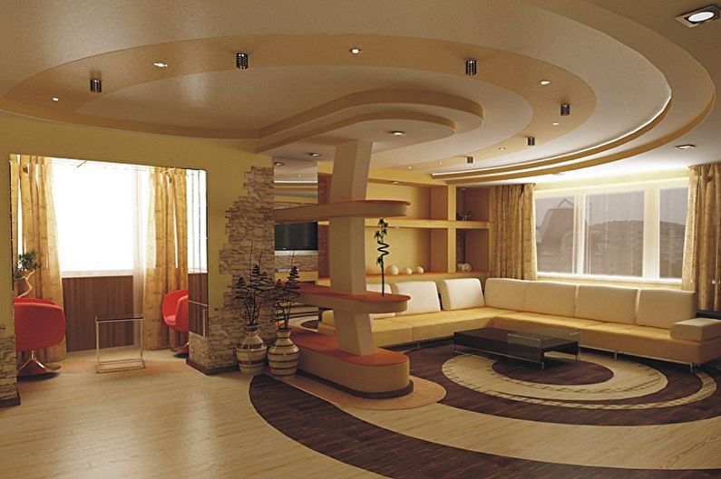Plasterboard ceiling in the living room