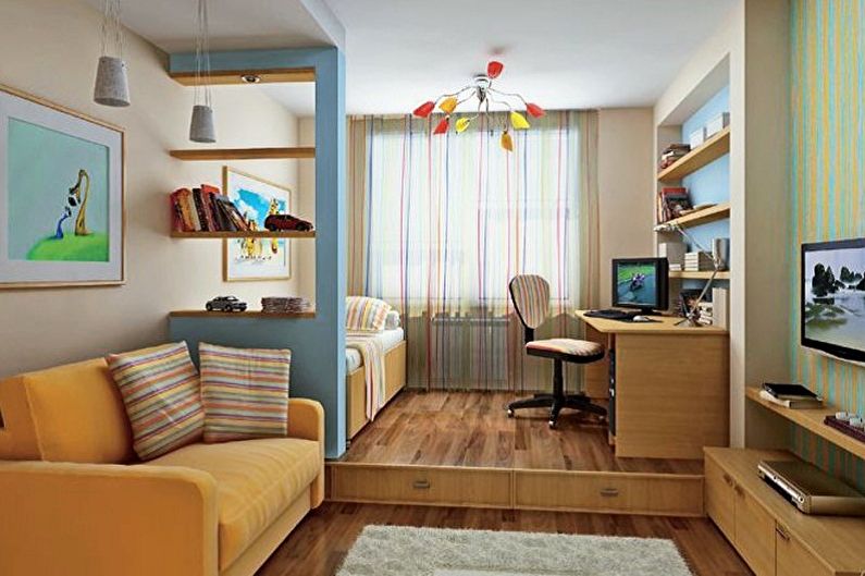 How to zone a room for parents and a child - photo