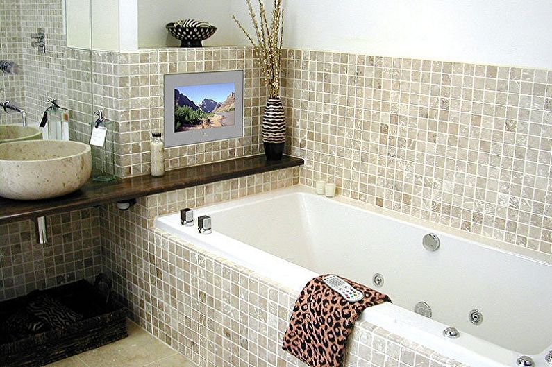 Bathroom design 3 sq.m. - wall decoration