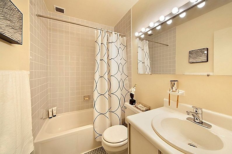 Bathroom design 3 sq.m. - wall decoration