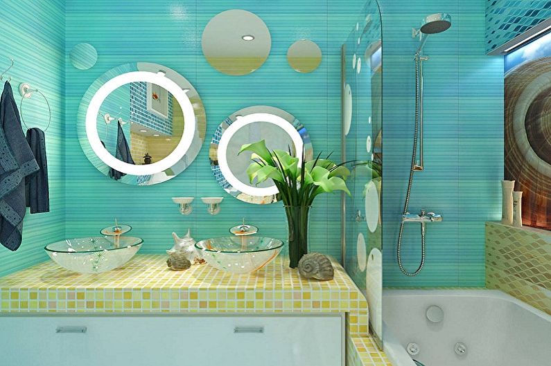 Bathroom 3 sq.m. in marine style - Interior Design
