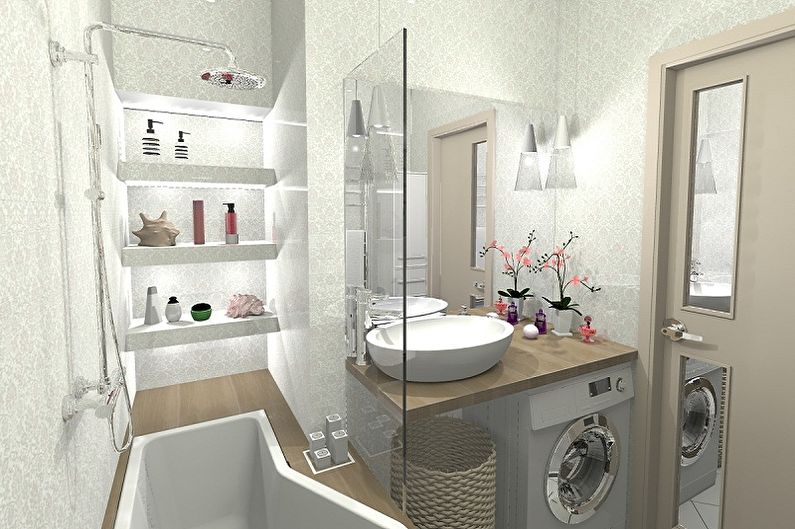 Interior design of a bathroom of 3 sq.m. - Photo
