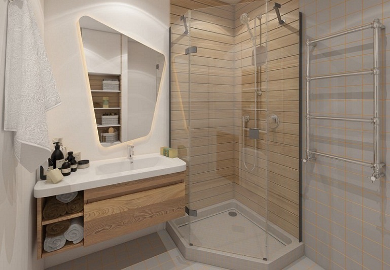 Interior design of a bathroom of 3 sq.m. - Photo