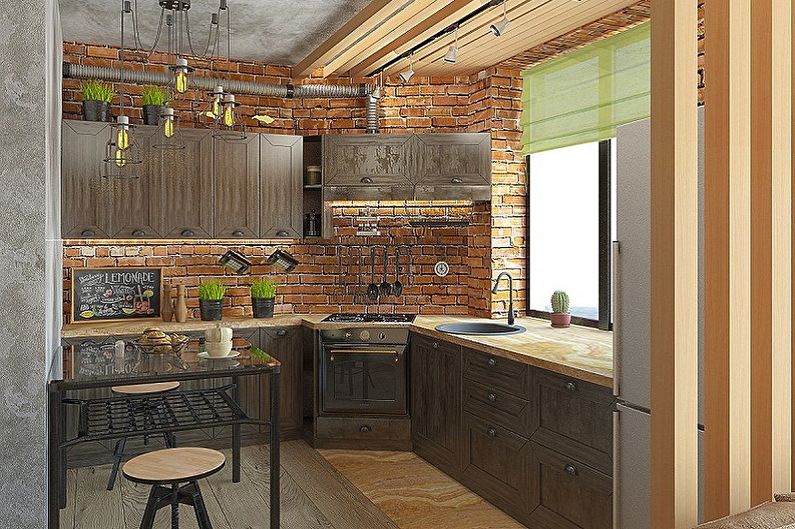 3 by 3 meter kitchen in loft style - Interior Design