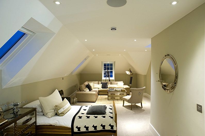 Attic Bedroom Design - Furniture & Lighting