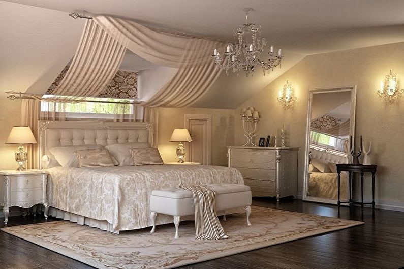 Attic bedroom in classic style - Interior Design