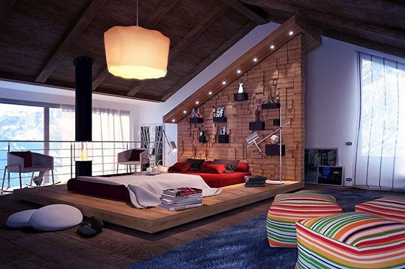 Attic bedroom interior design - photo