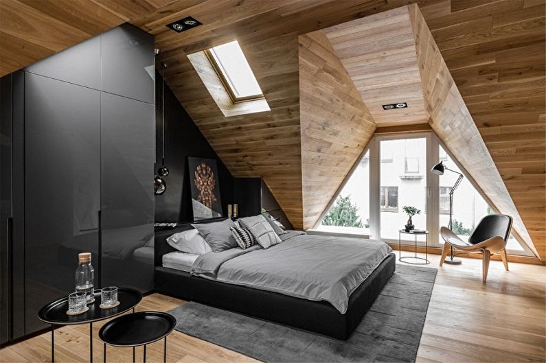 Attic bedroom interior design - photo