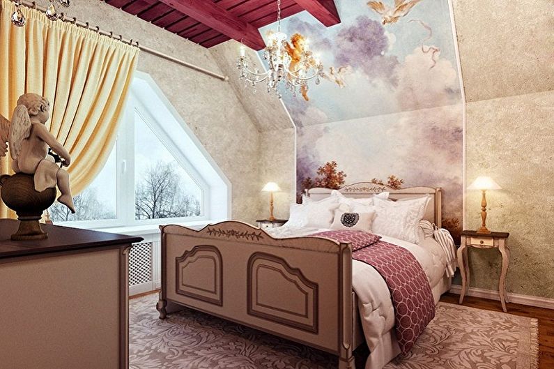Attic bedroom interior design - photo