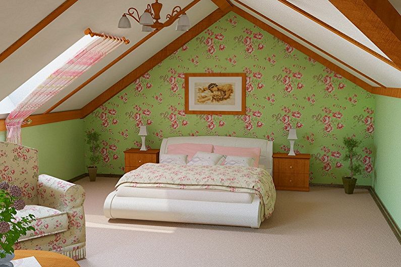 Attic bedroom interior design - photo
