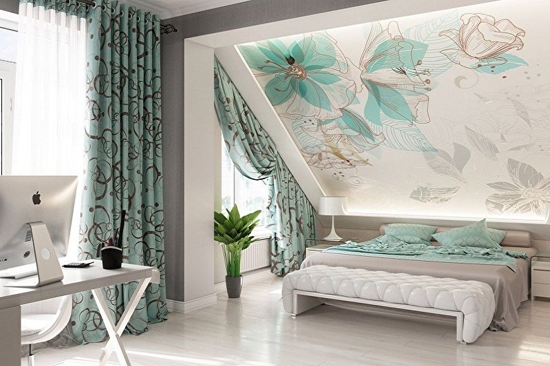 Attic bedroom interior design - photo