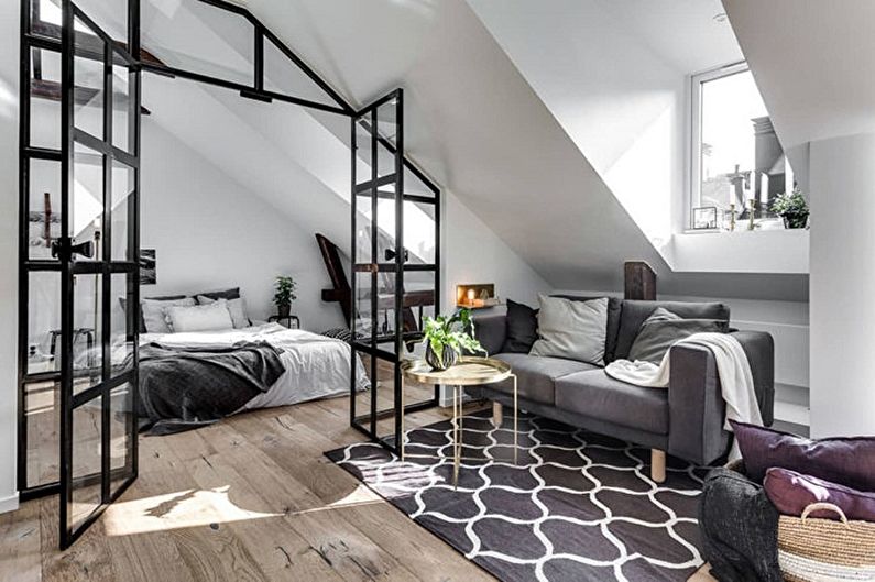 Attic bedroom interior design - photo