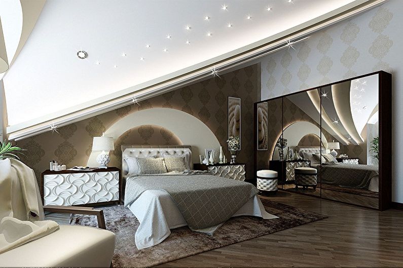 Attic bedroom interior design - photo