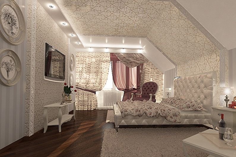 Attic bedroom interior design - photo