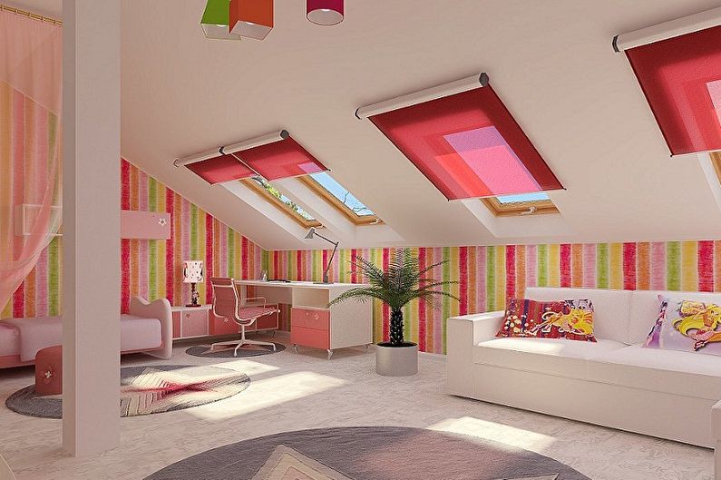 Attic bedroom interior design - photo