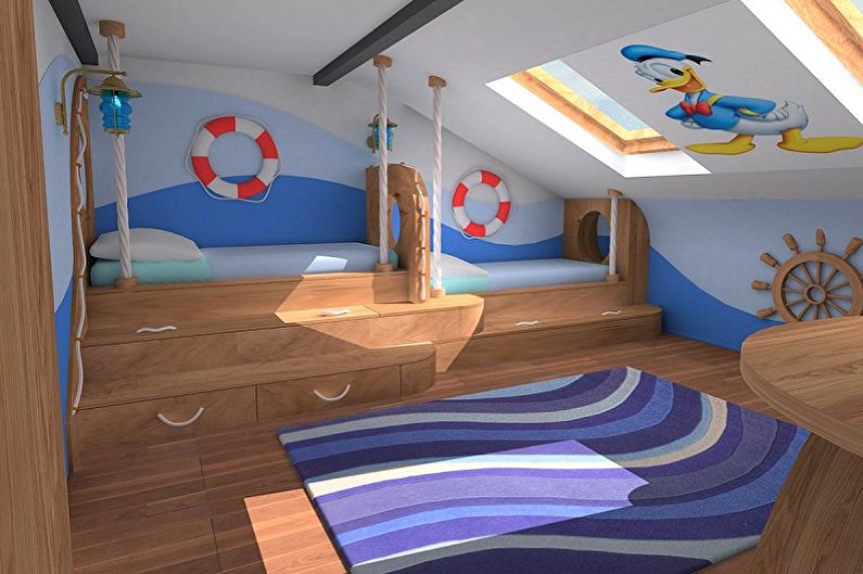 Attic bedroom interior design - photo