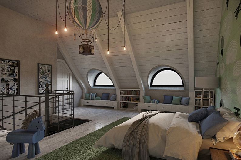 Attic bedroom interior design - photo