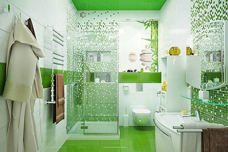 Bathroom design 5 sq.m. - Color solutions