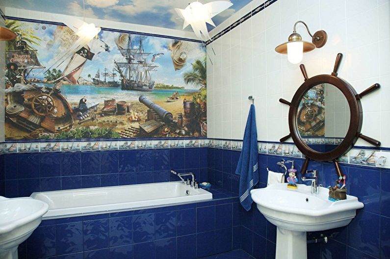 Bathroom 5 sq.m. in marine style - Interior Design