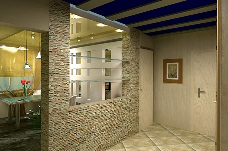 Decorative stone in the interior of the hallway