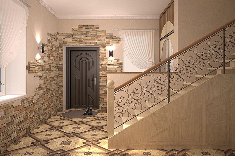 Decorative stone in the interior of the hallway