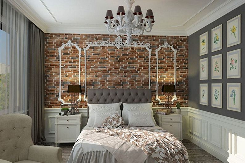 Decorative stone in the bedroom interior